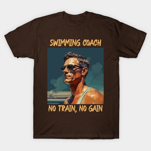 swim instructor, swim coach, swimming trainning, fun designs v4 T-Shirt by H2Ovib3s